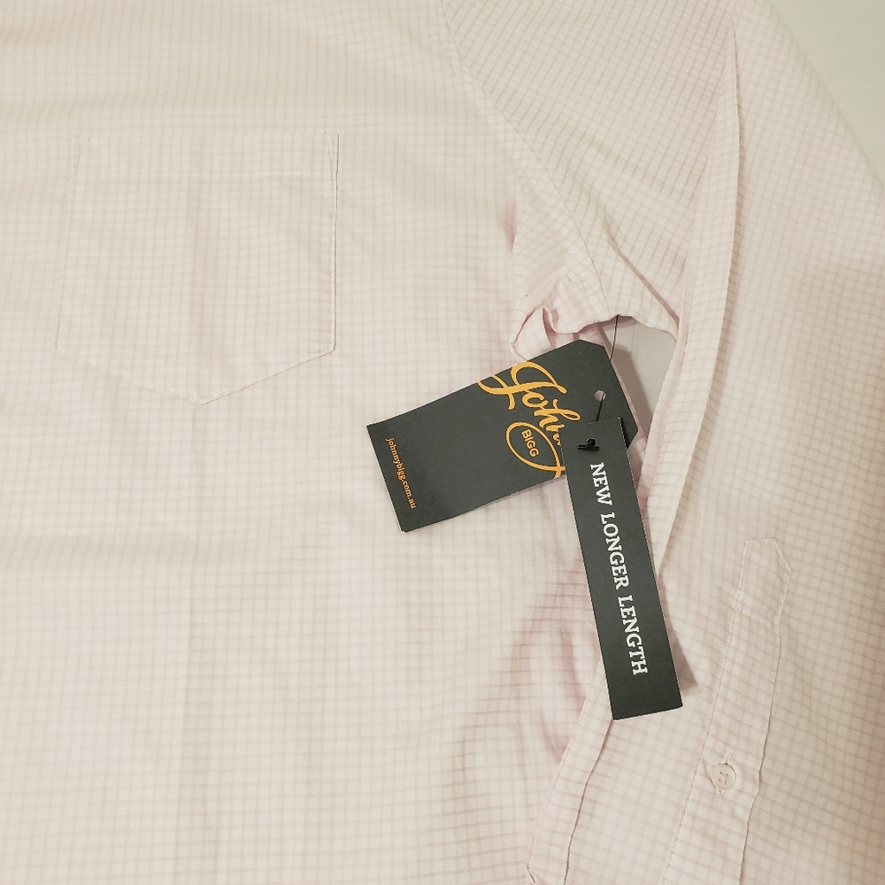 Johnny Bigg long sleeve button down shirt mens 4xl pink windowpane plaid - Picture 3 of 5